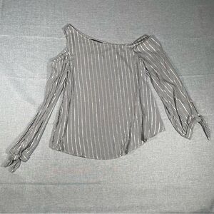 Express Tan Asymmetrical Tie Front Long Sleeve Women's Blouse XS